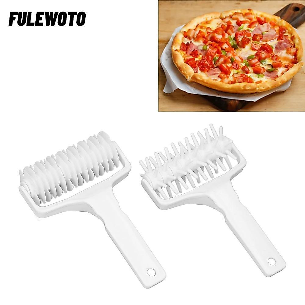 FILEWOTO 2 Chiếc Bánh Pizza Crust Roller Docker, Nhựa Trắng Pizza Dough Roller Docker, Tay Cầm Dài L