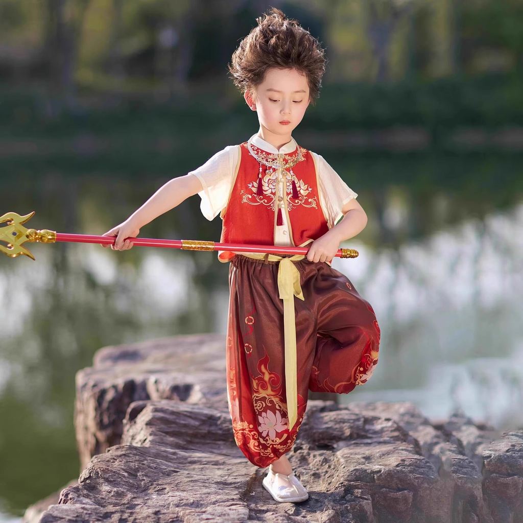 [COD] Quần áo biểu diễn Cosplay Nezha cho bé gái mùa hè