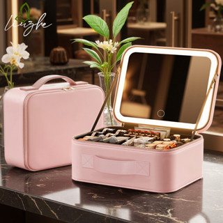   BẢO HÀNH VỠ  Cốp Đựng Mỹ Phẩm Cốp Đựng Đồ Trang Điểm Makeup có Gương Đèn Led Da PU 