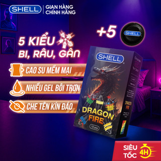 Bao cao su Shell Dragon Fire - Hộp 5 bao gai, bi nổi lớn + 5 bao Shell Performax (Hộp 10 cái) | SHELL CHÍNH HÃNG