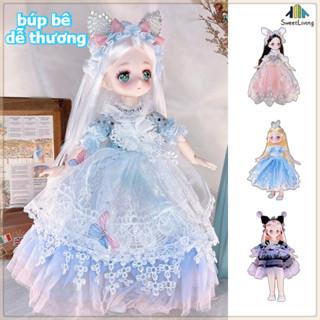  Búp Bê BJD 3D 30cm Có Khớp Cử Động Xinh Xắn,Búp Bê Mặt Anime Dễ Thương ,Quà sinh nhật cho bé gái 