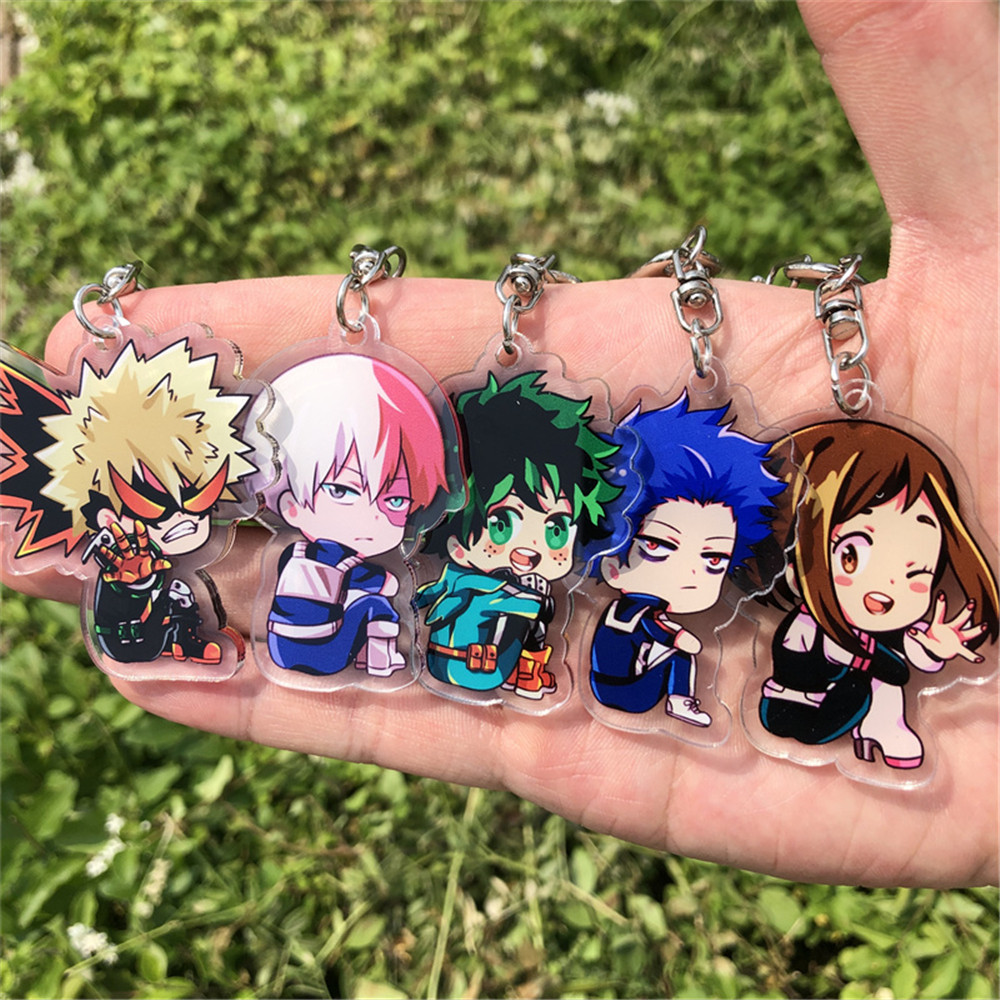 Anime Boku no hero academia Asui Tsuyu Midoriya Izuku OCHACO URARAKA Cosplay Acrylic Key Chain Keych
