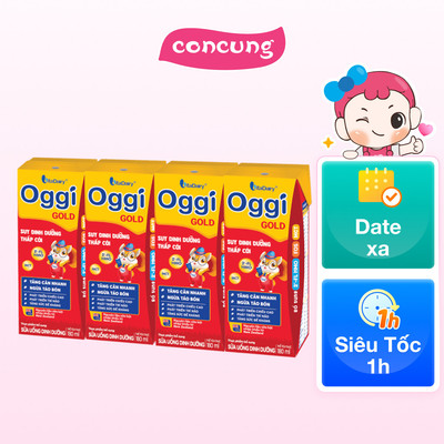 Thùng Sữa uống dinh dưỡng Oggi Gold 180ml, lốc 4 hộp (trên 1 tuổi)