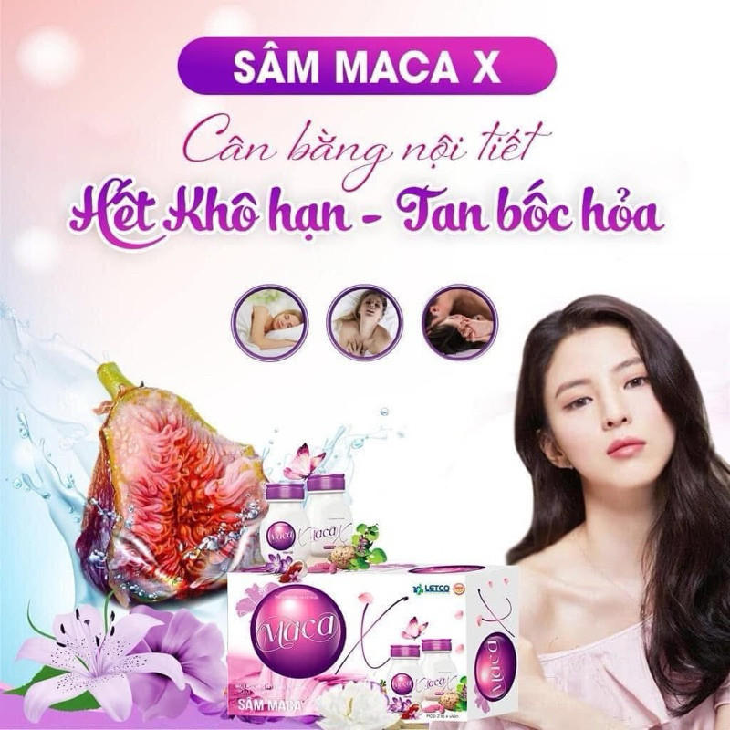 SÂM MACA X Letco hộp 60 viên , sâm tố nữ , nhuỵ hoa nghệ tây SÂM MACA X Letco hộp 60 viên