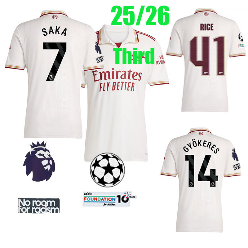 Saka Jersey Arsenal Kích cỡ S-XXXXL - Áo Bóng Đá Third Kit In Hình Cầu thủ nổi bật