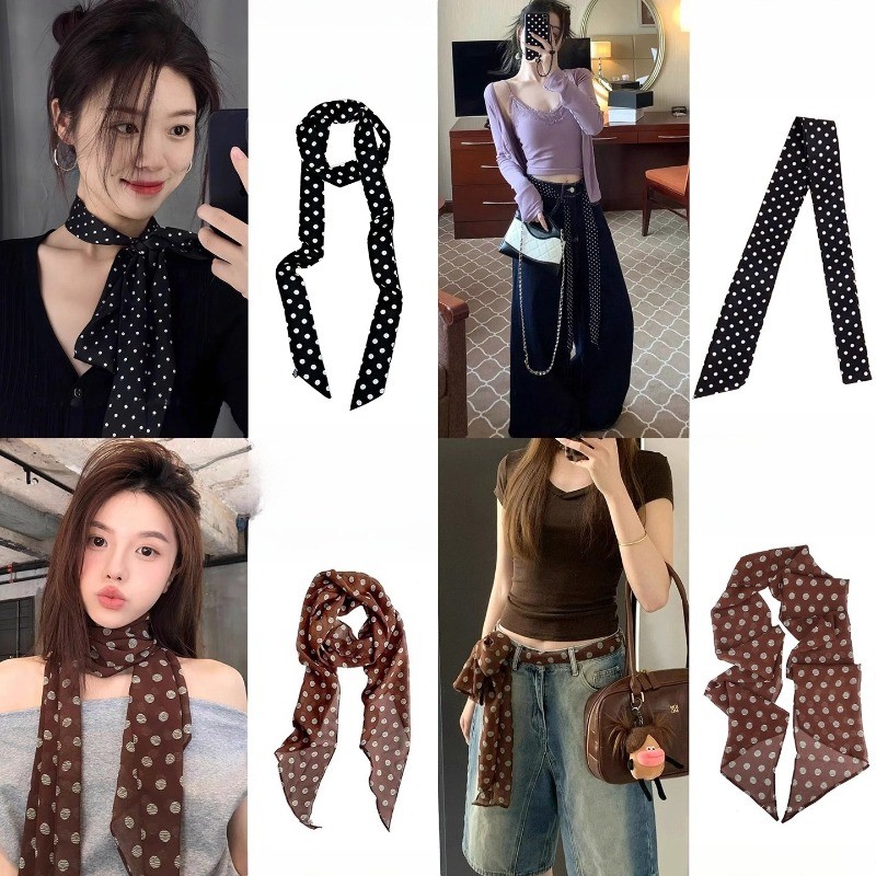 Tất Cả Trận Đấu Retro Nữ Chấm Bi Khăn Lụa - Thiết Kế Độc Đáo