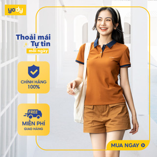  [SALE ĐG] Áo polo nữ s.cafe phối nẹp YODY cổ bẻ thoáng mát kháng khuẩn  APN3700 WCPO25A216