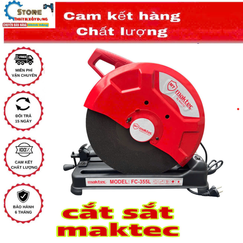Máy cắt sắt bàn MAKTEC 2500W , Đường kính đĩa 355mm, dây đồng Store thiết bị HUKAN