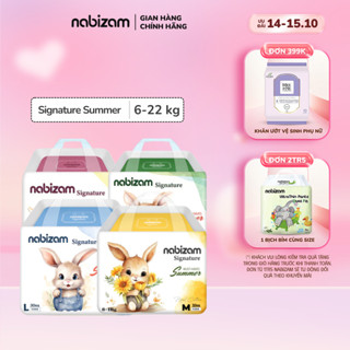 Tã/Bỉm Đêm NABIZAM Signature Summer Đai Chun Cao Cấp, Mỏng Mềm, Siêu Thấm Hút Size Cho Bé 8-22kg