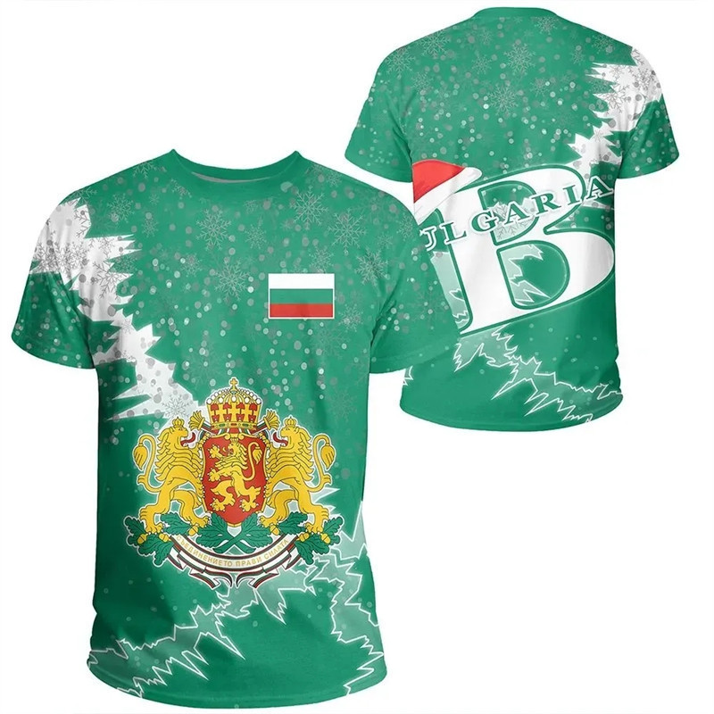 Cờ Bulgaria Nam Nữ Áo Thun 2025 Thời Trang Mới Quốc Huy Bulgaria 3D In Hình Cổ Tròn Áo Sơ Mi Quá Khổ