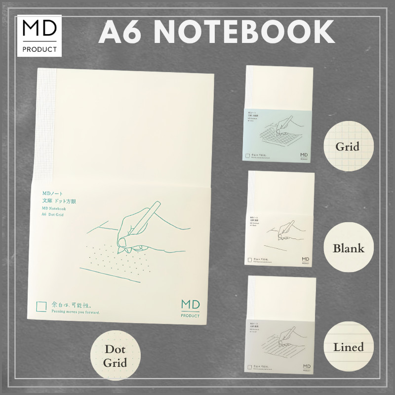 MIDORI MD Notebook MD paper A6 GRID/ LINE/ BLANK/ DOT MD PRODUCT DESIGNPHIL, Journal Japan