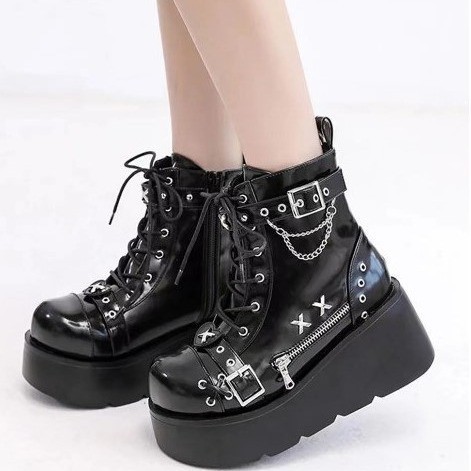 Nightwalker Original Martin Boots Hot Girl Dày Gót Tròn Thoáng Mát Giày Bốt Ngắn Khóa Ren-Up Trang T