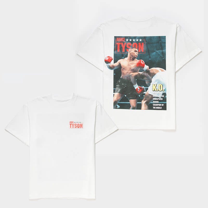Tyson Mike Tyson hạng nặng vô địch quyền anh thể thao Áo thun nam Cotton cao cấp tay ngắn dáng rộng 