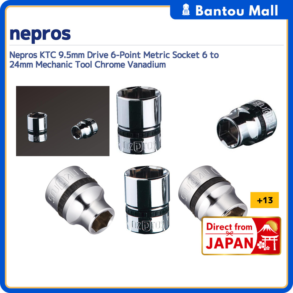 Nepros KTC 9.5mm Drive 6-Point Metric Socket 6 to 24mm Mechanic Tool Chrome VanadiumDirect from JAPA