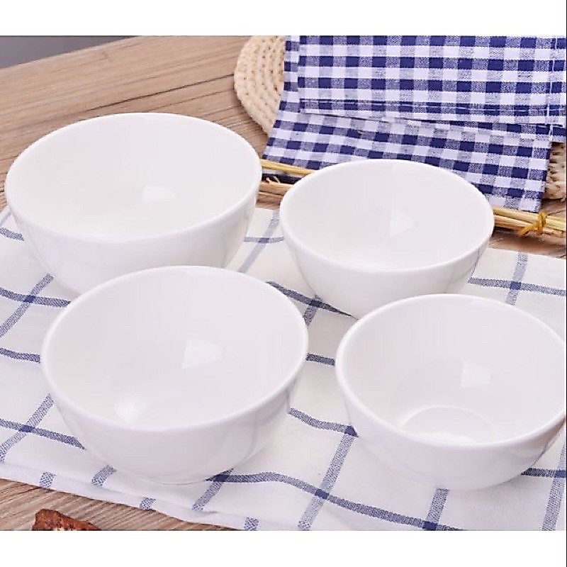 Sét 5 Bát ăn cơm sứ trắng mộc dày