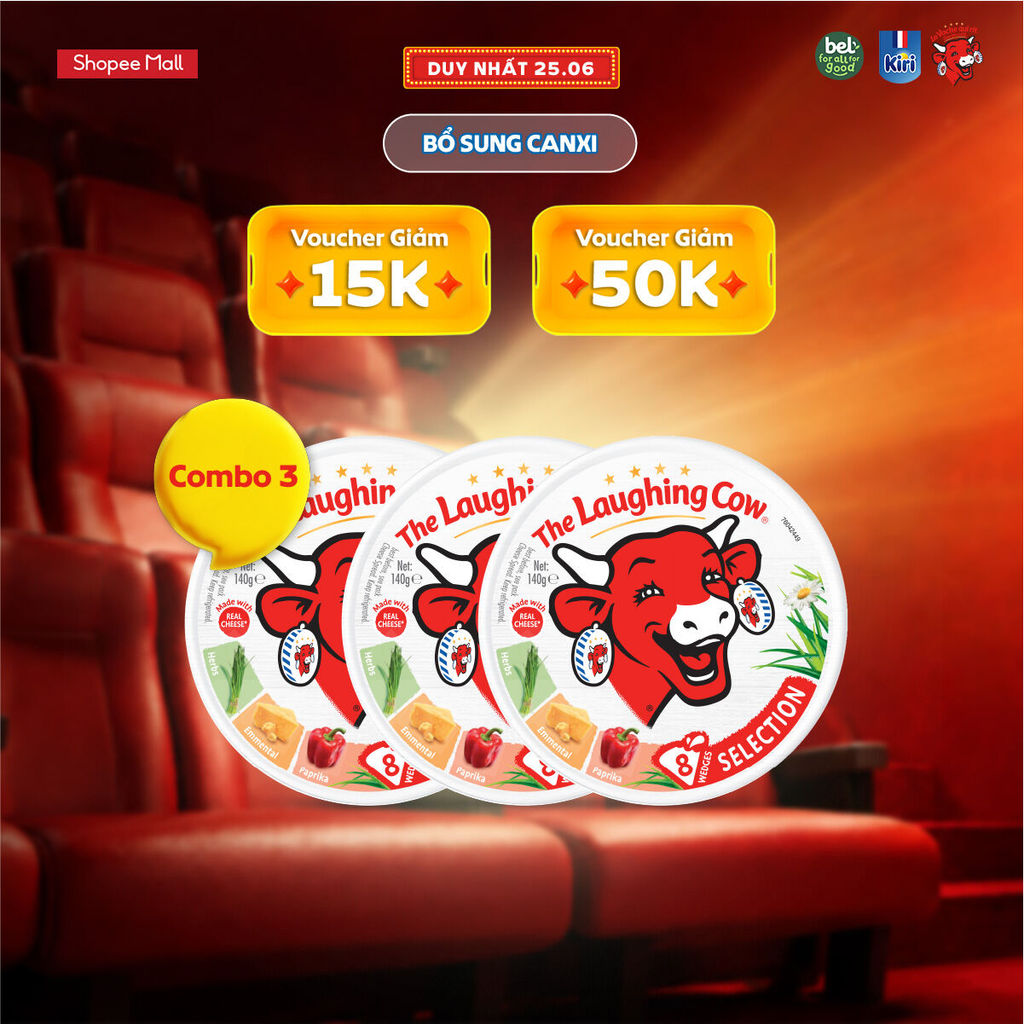 Combo 3 Phô mai Con Bò Cười Selection - 8 miếng (120G)