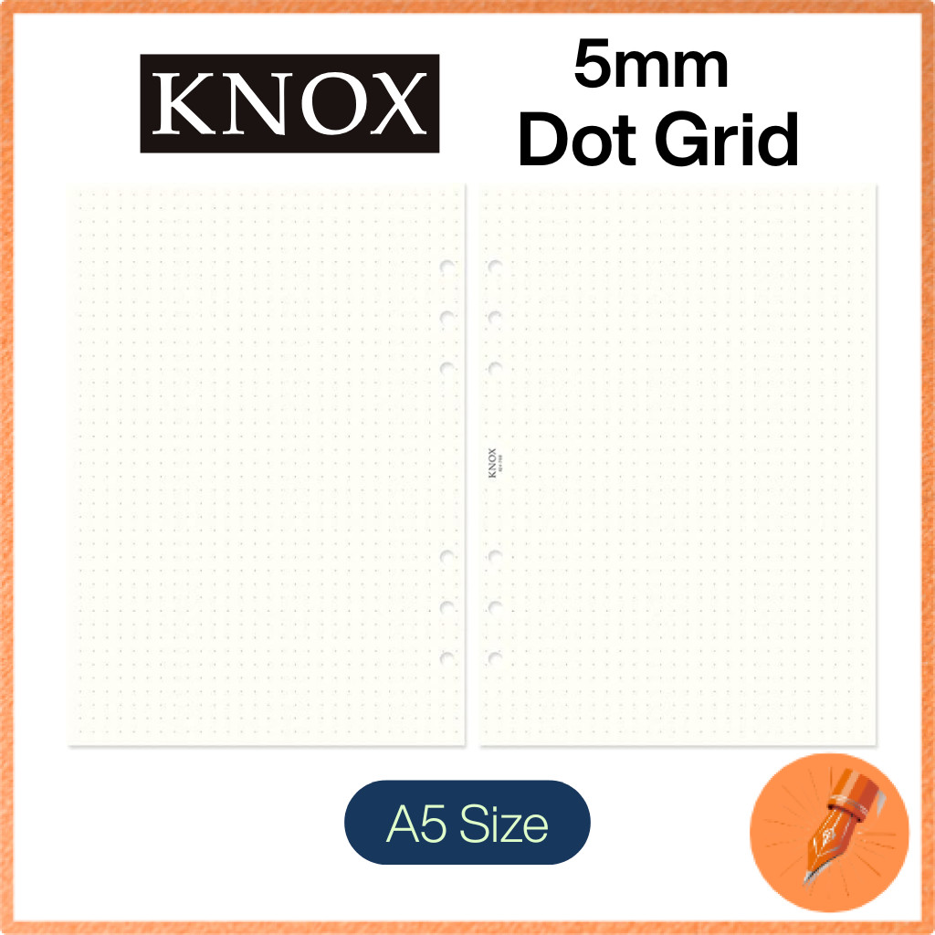 Knox A5 System Notebook Refill Memo Dot Grid with Gilded Edges