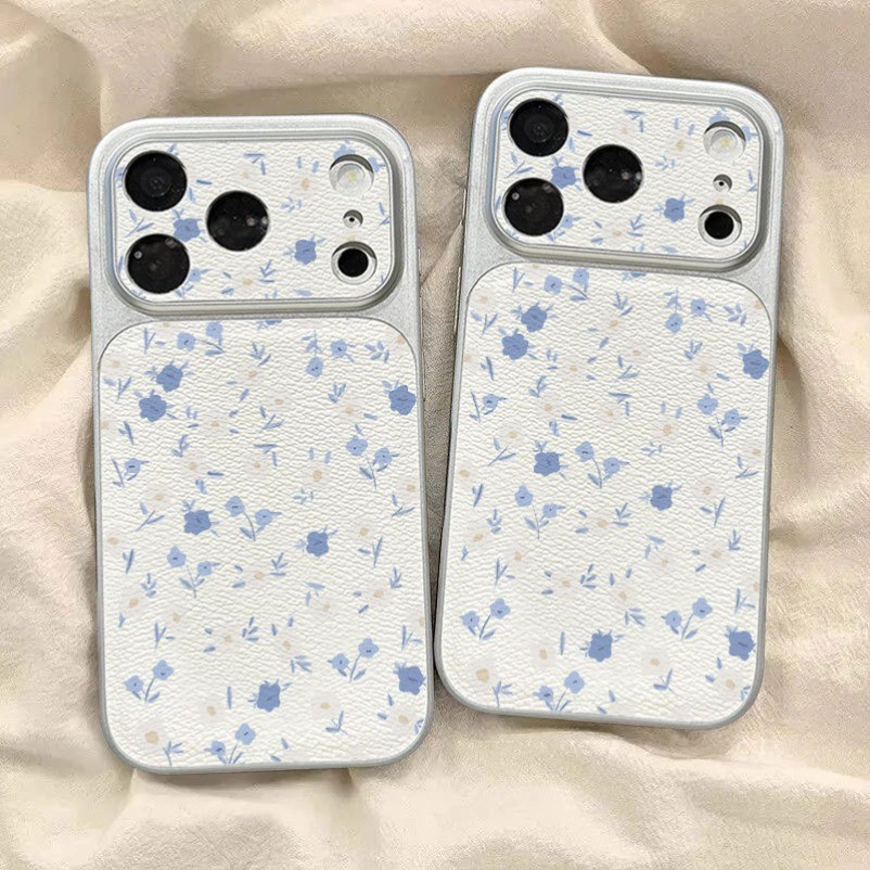 Blue floral Case for iPhone 6 7 8 Plus iPhone 11 13 12 14 15 Pro Max Xs Max Phone Case Skin-Friendly
