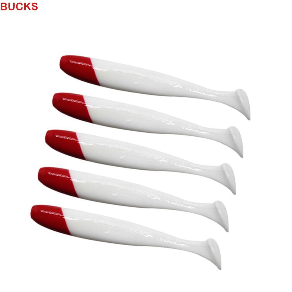 BUCKS Worm Mồi Mềm Đôi Màu Mềm 5.5 / 6.3 / 7 / 9 / 12cm Đầu Đỏ Trắng Thân Cá Chép Bass T Đuôi Mềm Mồ