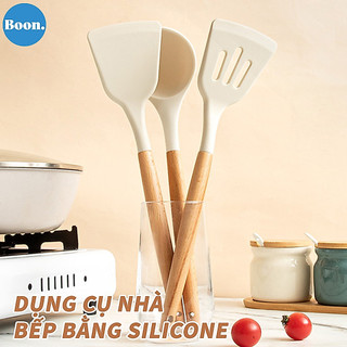 Xẻng Nấu Ăn Silicon Chống Dính Chịu Nhiệt Cao, Bộ 3 Dụng Cụ Nhà Bếp Cao Cấp, An Toàn, Không Làm Xước Nồi, Có Thể Treo