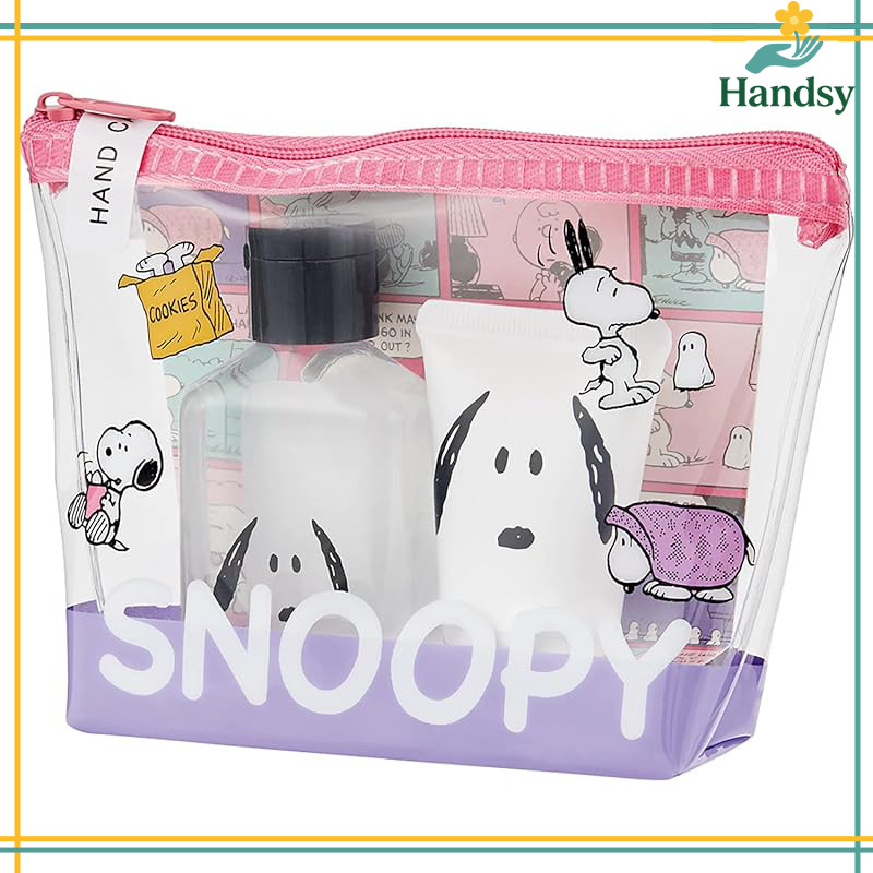 PEANUTS Snoopy Gift Set with Clear Pouch - Peach Scent (Hand Cream, Hand Soap, SNOOPY)