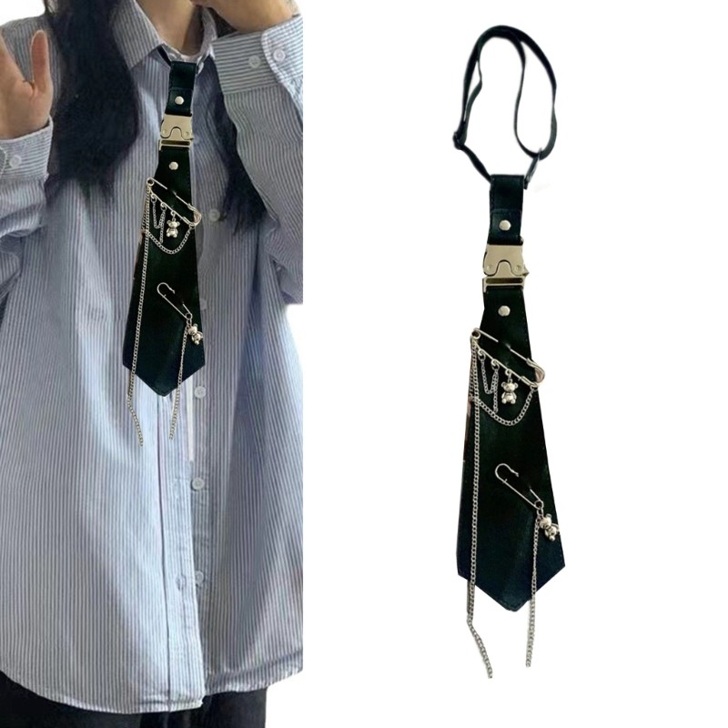 Thời gian có thể điều chỉnh JK Tie với Preepy Look Đồng phục đi học Pin Cà vạt tối