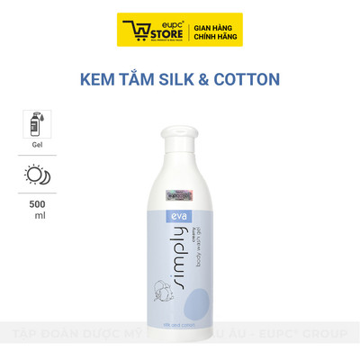 Kem Tắm Hỗ Trợ Làm Mềm Mịn, Dưỡng Ẩm và Tăng Độ Đàn Hồi Cho Da Eva Simply Silk & Cotton 500ml
