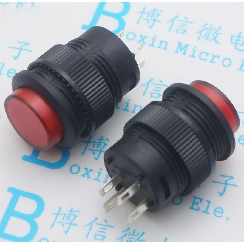 Màu đỏ có đèn không có khóa / Công tắc nút nhấn tự đặt lại / R16-503BD Tròn 16MM 3A / 250V