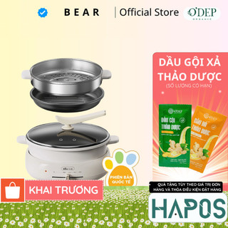Bộ nồi lẩu nướng Bear 3 khay 3in1 DHG-C40W2 - Hàng Chính Hãng - HAPOS HEL