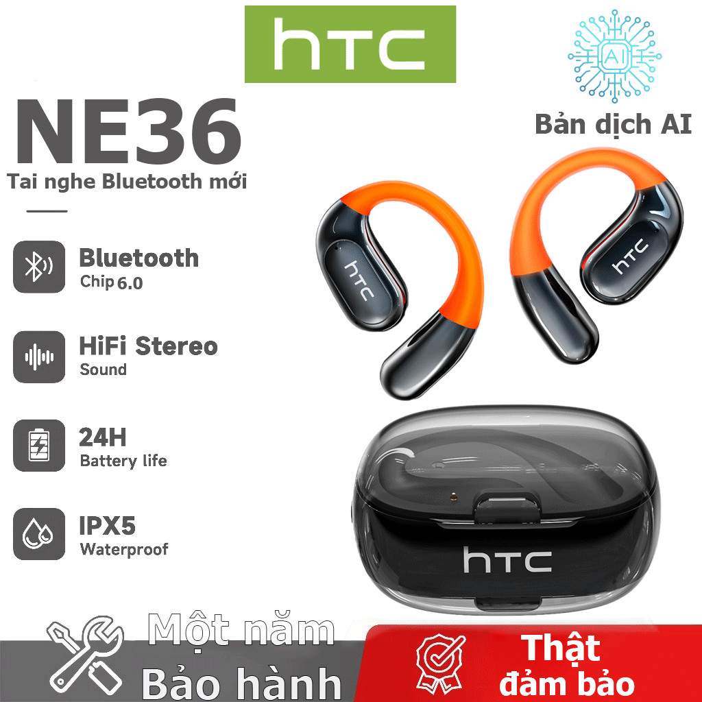 Bảo hành 1 năm HTC NE36 AI Dịch thuật thời gian thực Tai nghe BluetoothTWS Bluetooth 6.0 Chất lượng âm thanh HiFi IPX5 Tai nghe không dây chống nước | BigBuy360 - bigbuy360.vn