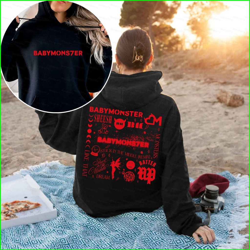 Áo hoodie unisex dài tay BabyMonster Rami Ahyeon Rora Asa, phù hợp cosplay anime