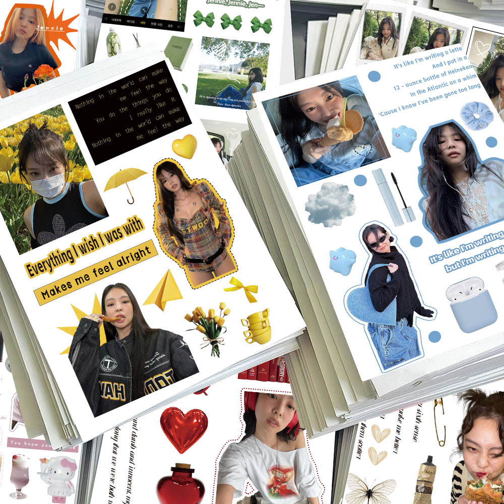 Miếng Dán K-Pop Jennie (BLACK-PINK) (8 Miếng) - Đề Can Fan Merch Cho Hành Lý, Chai Nước & Vỏ Máy Tín