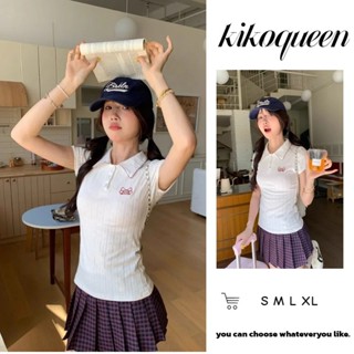 kikoqueen Áo ôm body Áo baby tee Áo Polo Nam Preppy Màu Trắng Tay Ngắn, Cổ áo Polo FormSlimFit cho Mùa Hè
