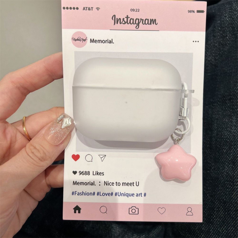 Ốp lưng tai nghe hình ngôi sao trắng mờ AirPods Pro3 Vỏ bảo vệ Tai nghe không dây 1 / 2 / 3 / 4