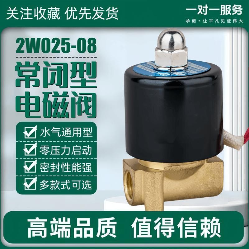 Thông Thường Đóng Van Điện Từ Đồng Van Nước Khí 2W025-08 Van Công Tắc Điện Từ Điều Khiển Điện Từ AC2