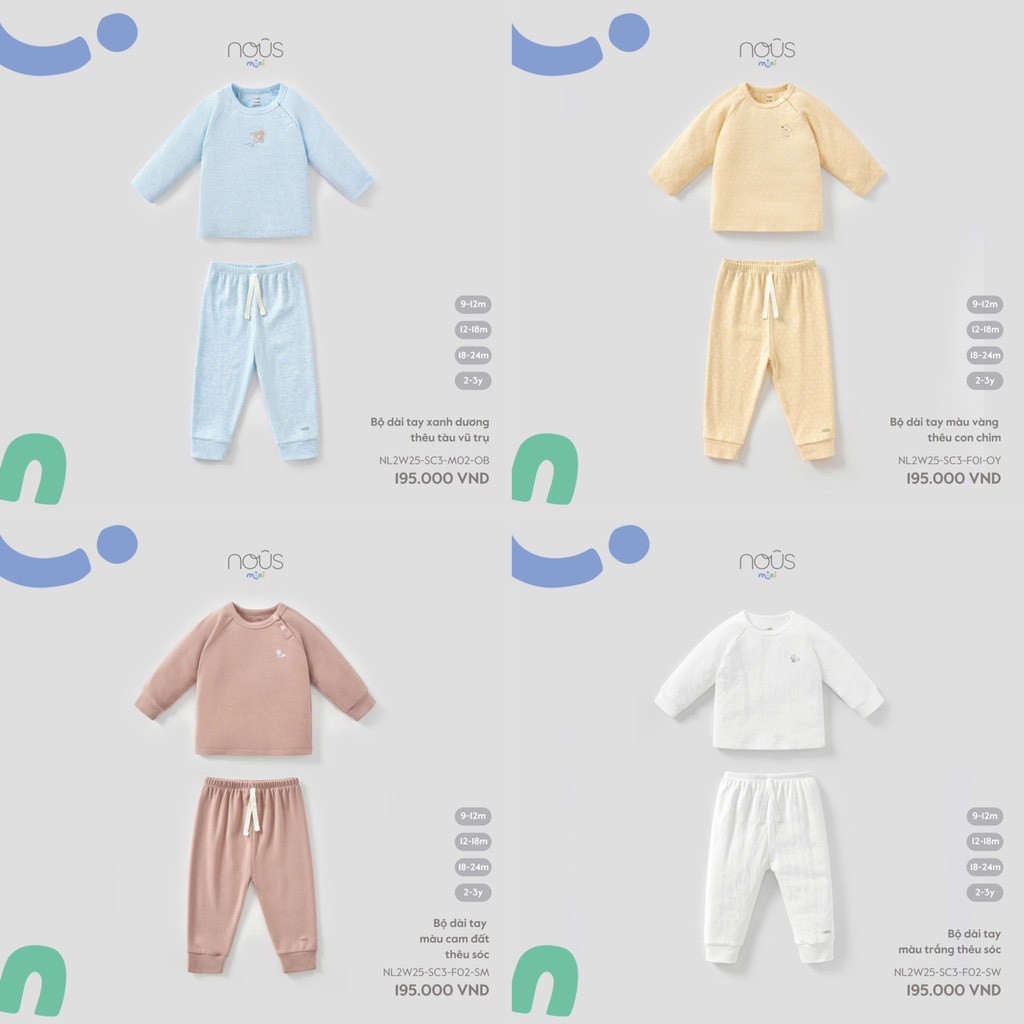 [Nousmini] Bộ dài CV nỉ mỏng cho bé