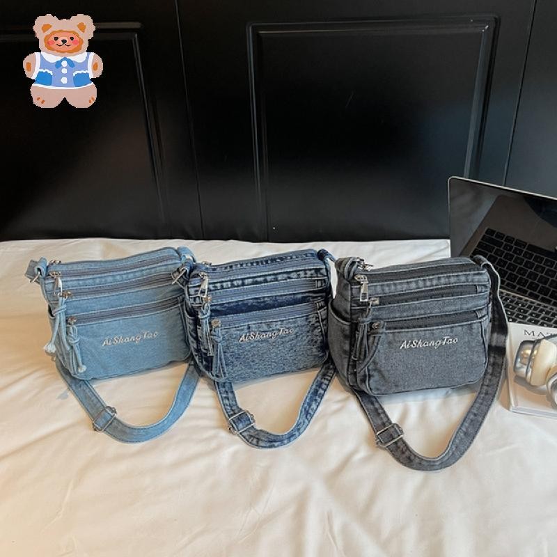 Túi đeo chéo nữ được thiết kế theo xu hướng túi đeo vai đa năng, chất liệu Denim, chống thấm nước, túi Messenger cho bé gái