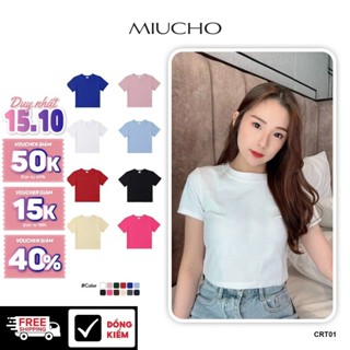 Áo croptop nữ ôm body Miucho cotton 4 chiều phong cách y2k hack eo kheo dáng đẹp trơn basic CRT01