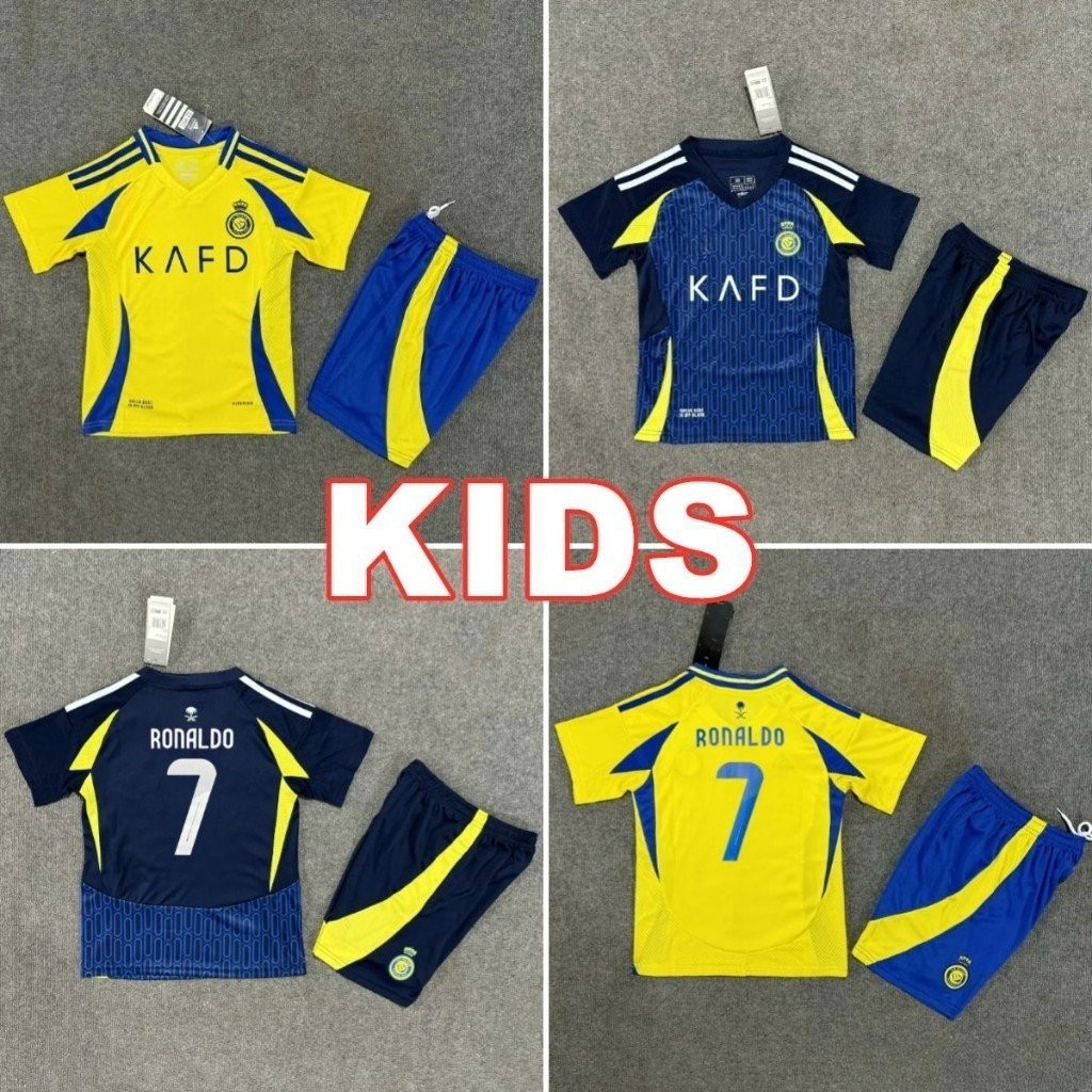 [Bộ đồ trẻ em] Bộ đồ bóng đá trẻ em chất lượng hàng đầu 2024 2025 Al-Nassr FC RONALDO CR7 Bộ đồ bóng