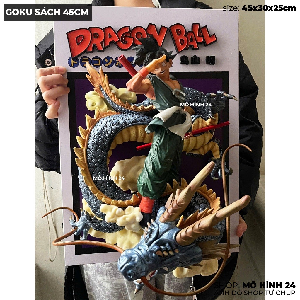 Mô hình đồ chơi Son Goku Sách 45cm 8kg figure goku cưỡi rồng Shenron bìa sách manga dragon ball drag