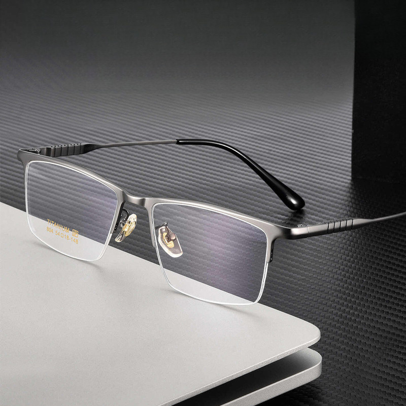 Ultra-light business men's half-frame pure titanium eyeglass frame for myopia804Fangdanyang Eyewear-