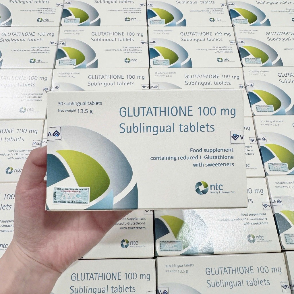 VIÊN NGẬM trắng da Glutathione 100mg hộp 30 viên - Sáng da, chống oxy hoá - 1 Hộp Viên Ngậm