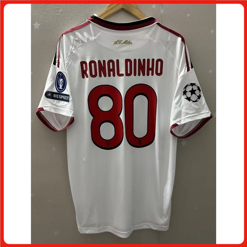 S-XXL 09 10 AC Milan BECKHAM RONALDINHO MALDINI Áo bóng đá sân khách cổ điển chất lượng hàng đầu Áo 