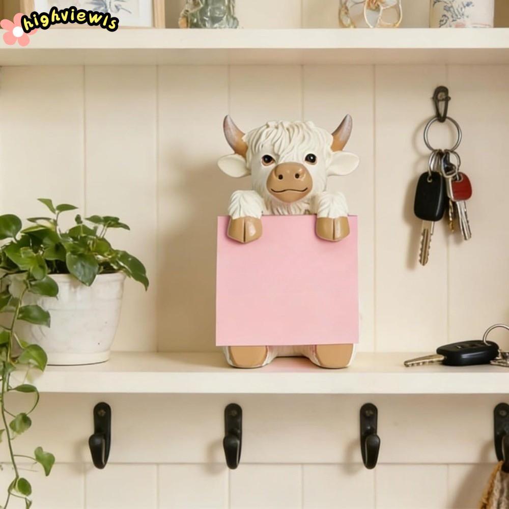 HIGHVIEWLS Pop-up Sticky Note Dispenser, Highland Cow 3x3 Inch Sticky Note Holder, 100 tờ dễ thương 