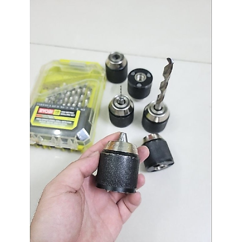 Đầu kẹp khoan pin Ryobi Milwaukee Ridgid lỗ ren 13.7mm kẹp mũi tối đa 13mm