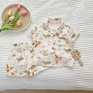 Bộ đồ ngủ pijama mặc nhà cho bé trai, gái xô muslin hot 2025