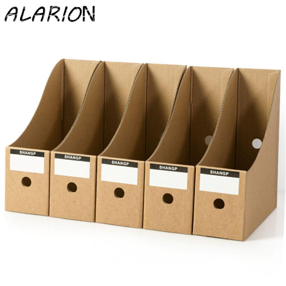 ALARION File Holder Bookend Letter Kraft Paper Magazine Books Folding Desktop Organizer