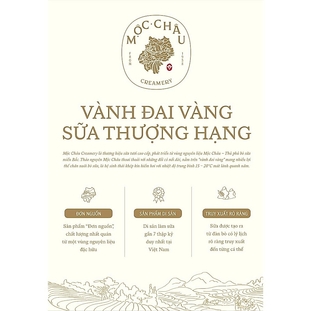 Sữa Tươi Tiệt Trùng Creamery Mộc Châu 180ml có đường/ít đường/không đường