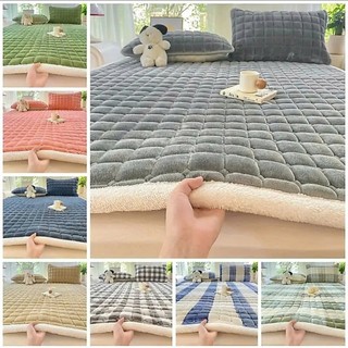Thảm Nỉ Nhung Trải Giường Nệm topper Lông Cừu Tấm Trải Giường Đa Năng Cao Cấp Bông Tấm Trắng cao cấp màu trơn sang trọng