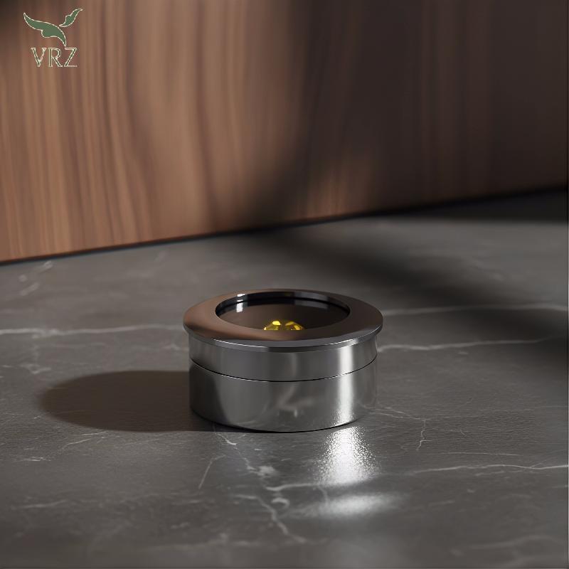 Hộp trưng bày đá quý tròn VRZ có cạnh kim loại Hộp đựng đá trang sức cho lễ hội Quà tặng Paking Orga